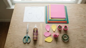 Materiales necesarios para hacer flores de foami paso a paso