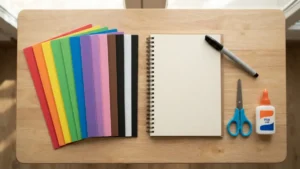 Materiales para decorar cuadernos escolares con foami