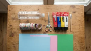 Materiales para hacer un portalápices con botella de plástico reciclada