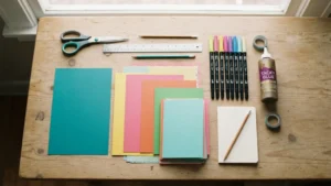 Materiales para hacer una tarjeta pop-up del Día de la Madre