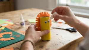 Pintando un rollo de papel higiénico para hacer un animal